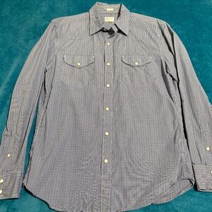 Vintage J.Crew Men’s Medium Blue Gingham Western Pearl Snap Button Shirt